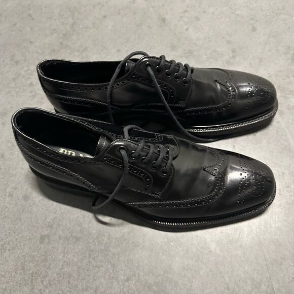 Prada Men's Brogues Black Leather sz 9 - Picture 1 of 13